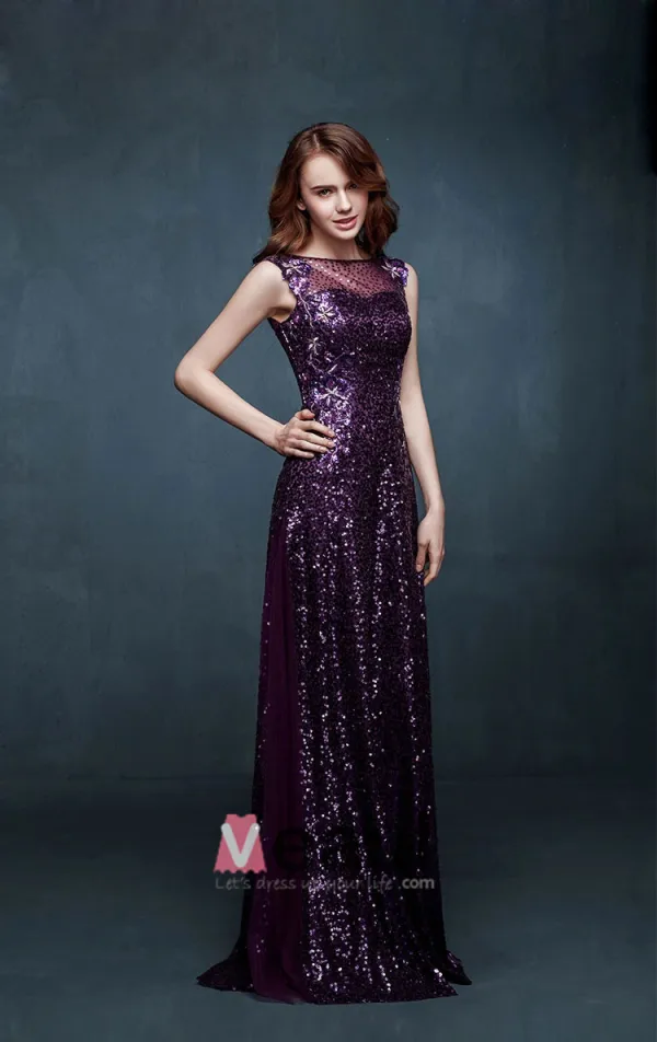 2015 Sleeveless Slim Fit Lace Sequins Long Evening Dress