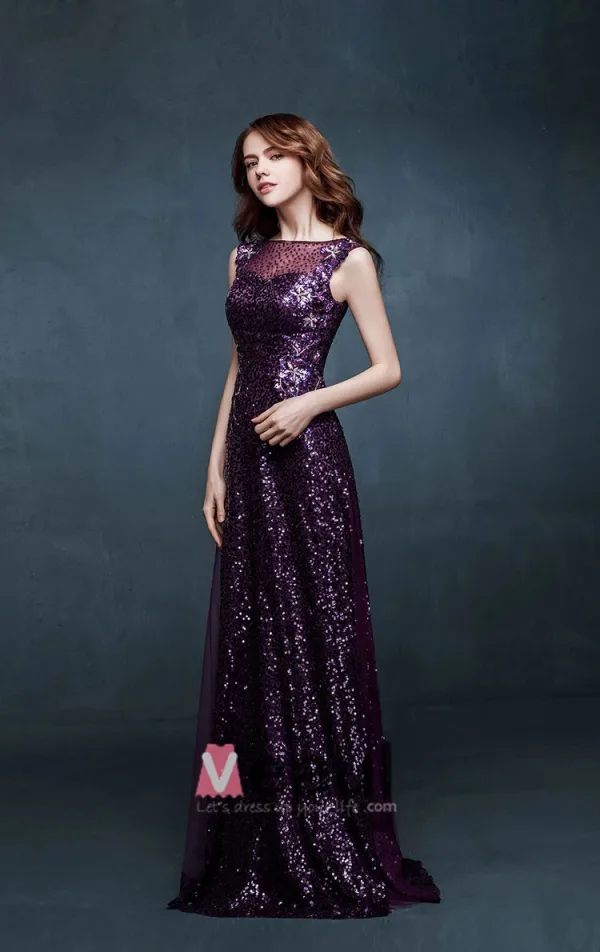 2015 Sleeveless Slim Fit Lace Sequins Long Evening Dress