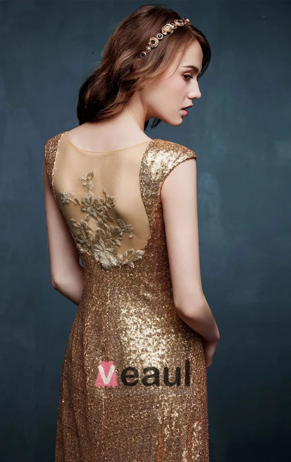 Epaules Slim Doree Robe De Soirée