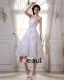 Charmant Fils De Satin Perles Ruffle Cherie Nuptiale Courte Robe De Mariage Robe