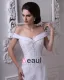 Off-Shoulder Organza Satin Beading Applique Cathedral Train Mermaid Wedding Dresses