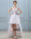 Court Train V-Neck Applique Layered Mini Wedding Dresses