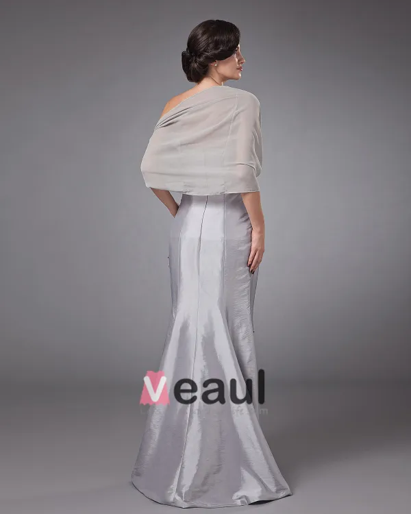 Satin Strapless Applique Trumpet Floor Length Mothers of Bride Guests Dresses