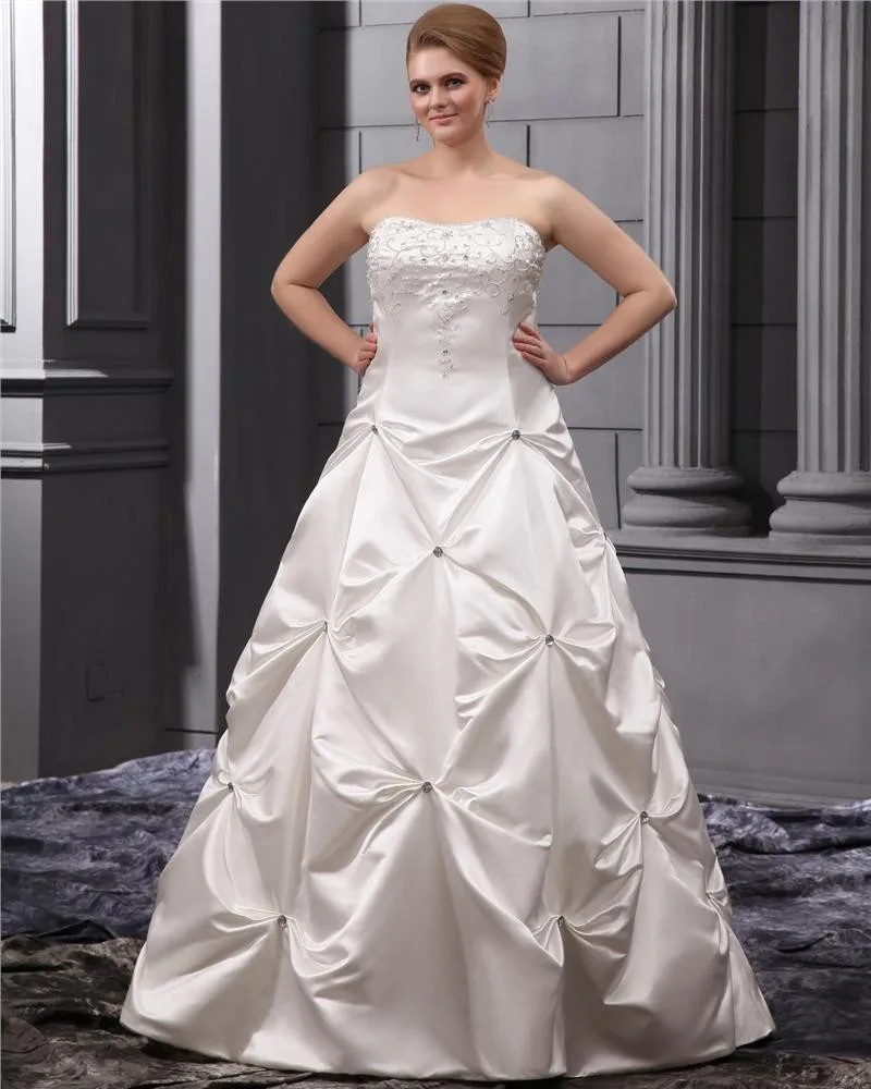 Store Størrelser Beading Domstol Brude Ball Kjole Brudekjoler Bryllupskjoler