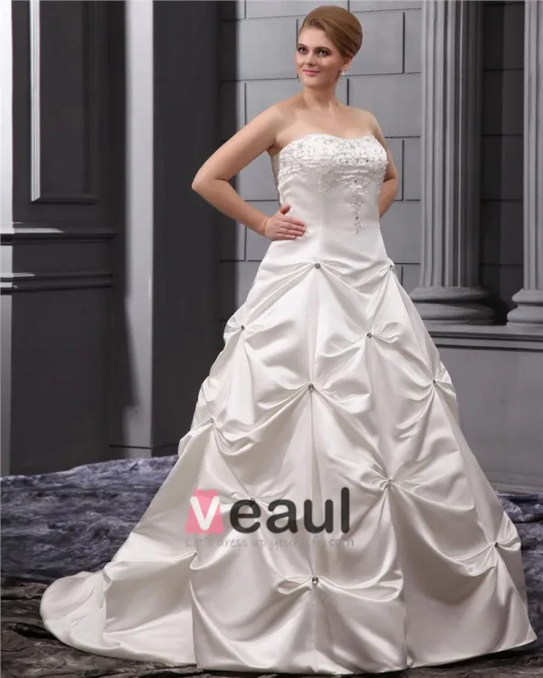 Plus Size Beading Court Bridal Ball Gown Wedding Dress