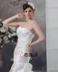 Satin Rüschen Trägerlosen Blumendekor Kapelle Mermaid Brautkleid Hochzeitskleider