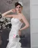 Satin Ruffle Strapless Flower Decor Chapel Mermaid Bridal Gown Wedding Dresses