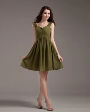 Elegant Strap Knee Length Georgette Bridesmaids Dresses