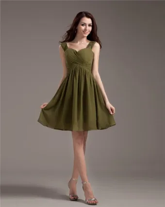 Elegant Strap Knee Length Georgette Bridesmaids Dresses