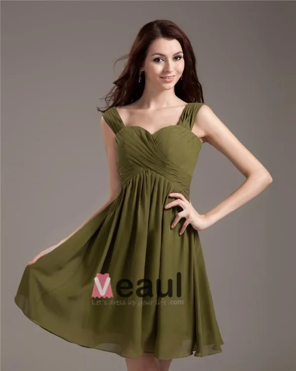 Elegant Strap Knee-Length Georgette Bridesmaids Dresses