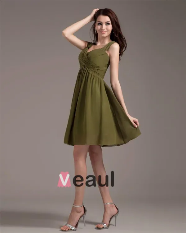 Elegant Strap Knee-Length Georgette Bridesmaids Dresses