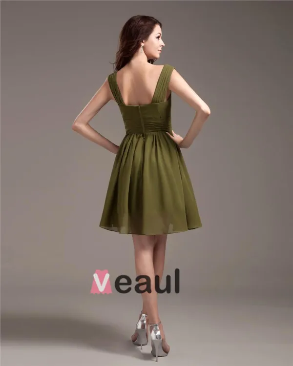 Elegant Strap Knee-Length Georgette Bridesmaids Dresses