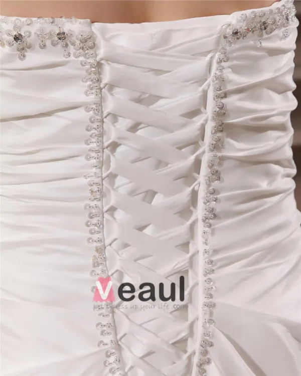 Satin Organza Embroidery Beading Sweetheart Court Plus Size Bridal Gown Wedding Dress