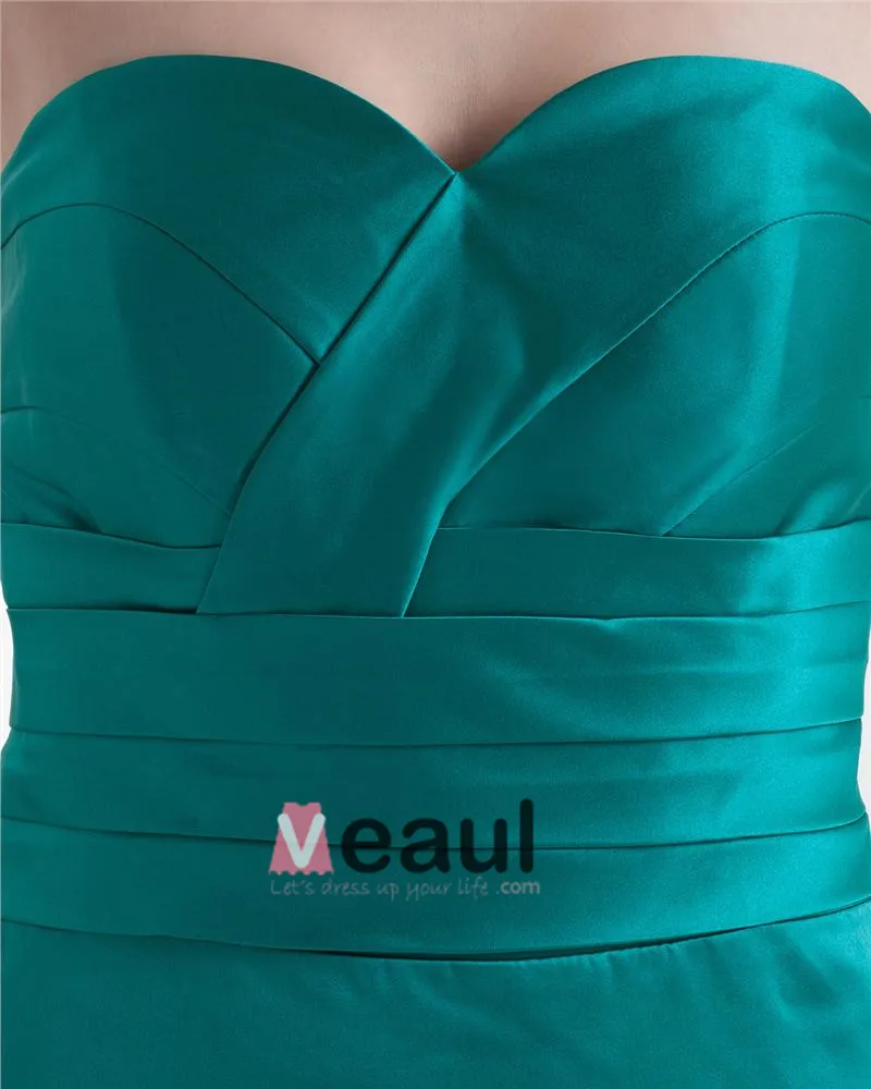 Kjaereste Krusning Ermelose Glidelas Gulv Lengde Charmeuse Kvinne Brudepikekjoler