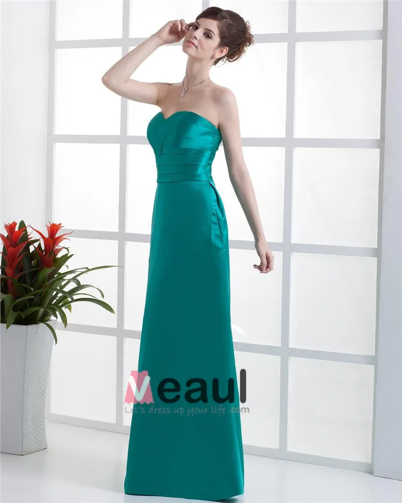 Kjaereste Krusning Ermelose Glidelas Gulv Lengde Charmeuse Kvinne Brudepikekjoler