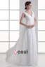 En Mousseline A Volants Perles Col En V Etage Longueur Robe De Mariée Empire