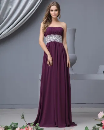 Sash Sweetheart Chiffon Floor Length Bridesmaid Dress Gown
