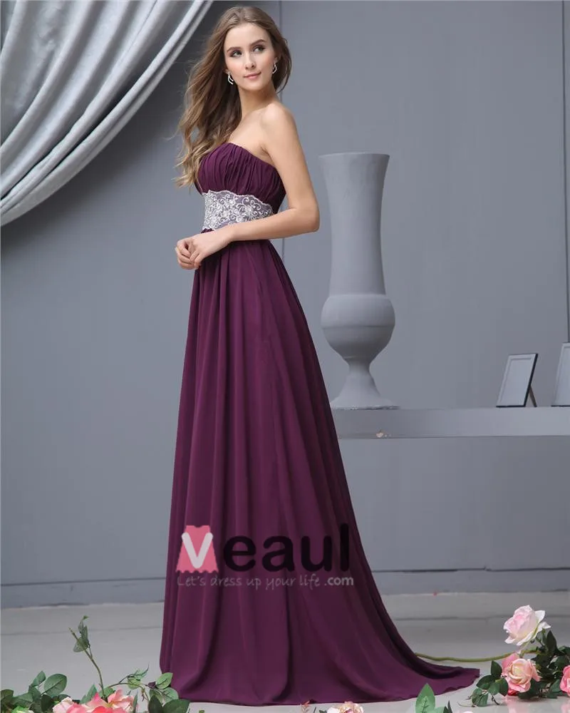 Sash Kjaereste Chiffon Gulv Lengde Brudepikekjoler