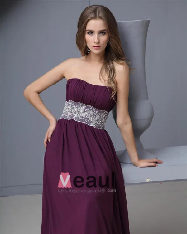 Sash Kjaereste Chiffon Gulv Lengde Brudepikekjoler