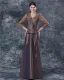 Comfortable V-Neck Floor Length Bowknot Taffeta Lace Paillette Mother of the Bride Dress