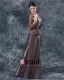 Comfortable V-Neck Floor Length Bowknot Taffeta Lace Paillette Mother of the Bride Dress