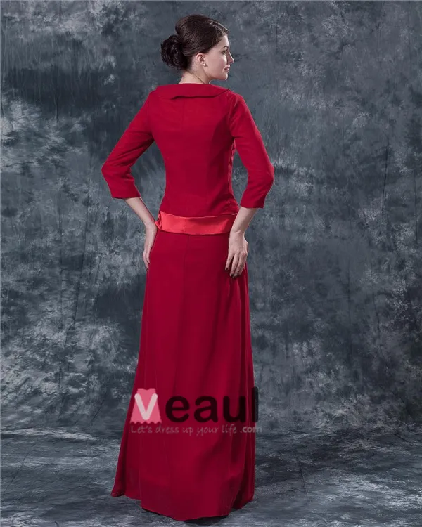 Jewel Floor Length Satin Mothers of Bride Special Guests Dress