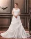 Satin Perlage V Tribunal De Cou Plus La Taille Robe De Mariage Nuptiale Robe