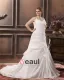 Satin Perlage V Tribunal De Cou Plus La Taille Robe De Mariage Nuptiale Robe