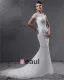 Elegant Organza Applique Beaded Jewel Floor Length Court Train Mermaid Wedding Dress