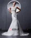 Satin Tulle Beaded Applique Ruffle High Neck Chapel Mermaid Bridal Gown Wedding Dresses