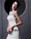 Satin Tulle Beaded Applique Ruffle High Neck Chapel Mermaid Bridal Gown Wedding Dresses
