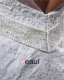 Elegant Satin Tulle Applique Perlee Col En V Etage Longueur De Train De Cour Robe De Mariée Empire
