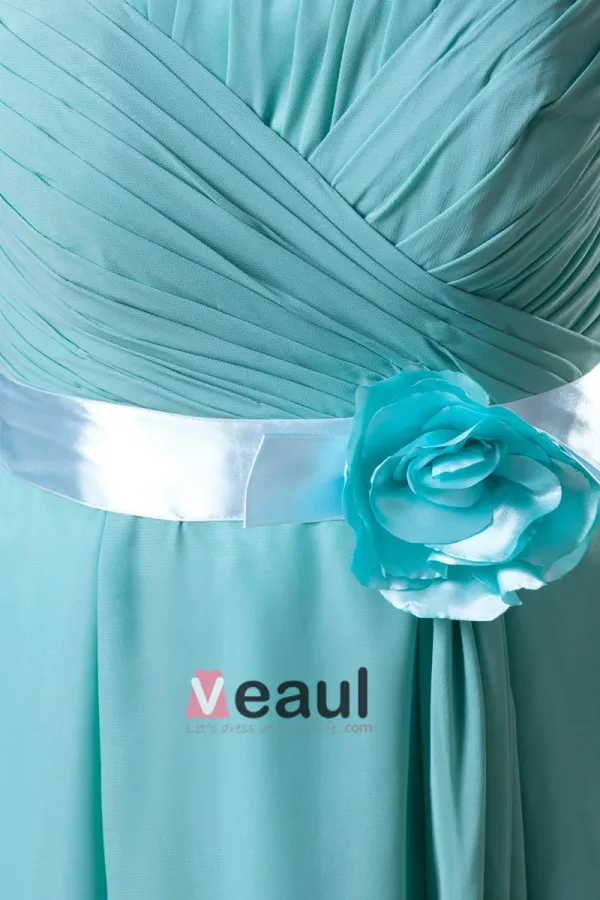 En Mousseline A Volants Fleur Bustier Longueur Robe De Demoiselle D'honneur Plissee De The