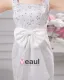 Elegant Bow Beading Scoop Floor Length Court Train Satin Yarn Lace Sheath Wedding Dress
