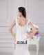 Elegant Bow Beading Scoop Floor Length Court Train Satin Yarn Lace Sheath Wedding Dress
