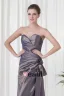 Elegant Ruffle Flower Decoration Sweetheart Floor Length Taffeta Bridesmaid Dress