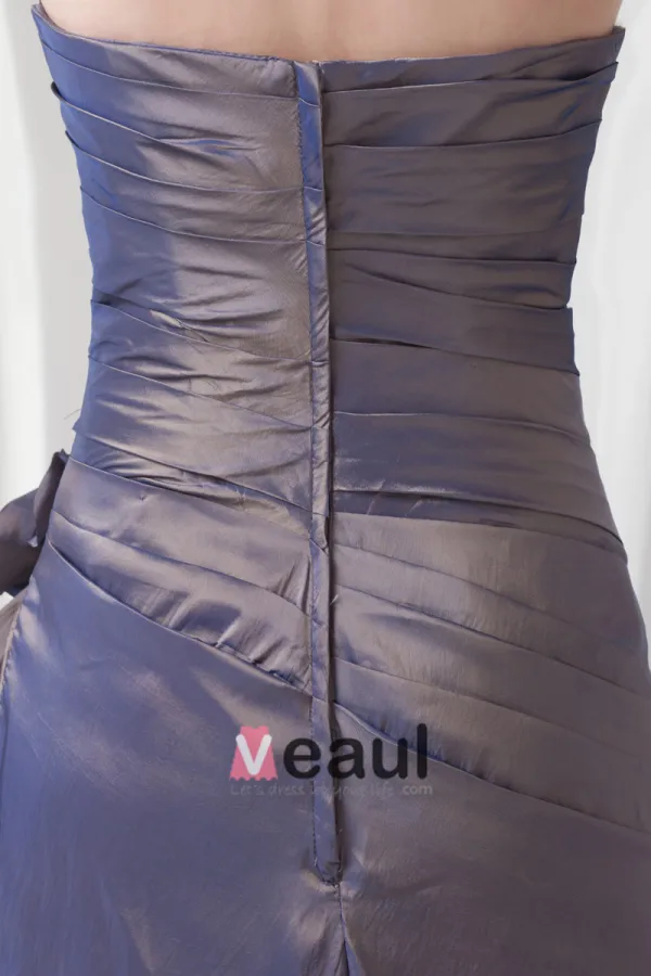 Elegant Ruffle Flower Decoration Sweetheart Floor Length Taffeta Bridesmaid Dress