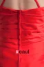 Fashion Satin Pleated Flower Spaghetti Strap Floor Length Bridesmaid Dress
