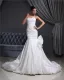 Taffeta Pleated Applique Sweetheart Cathedral Train Mermaid Wedding Dress