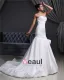 Taffeta Pleated Applique Sweetheart Cathedral Train Mermaid Wedding Dress