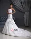 Taffeta Pleated Applique Sweetheart Cathedral Train Mermaid Wedding Dress