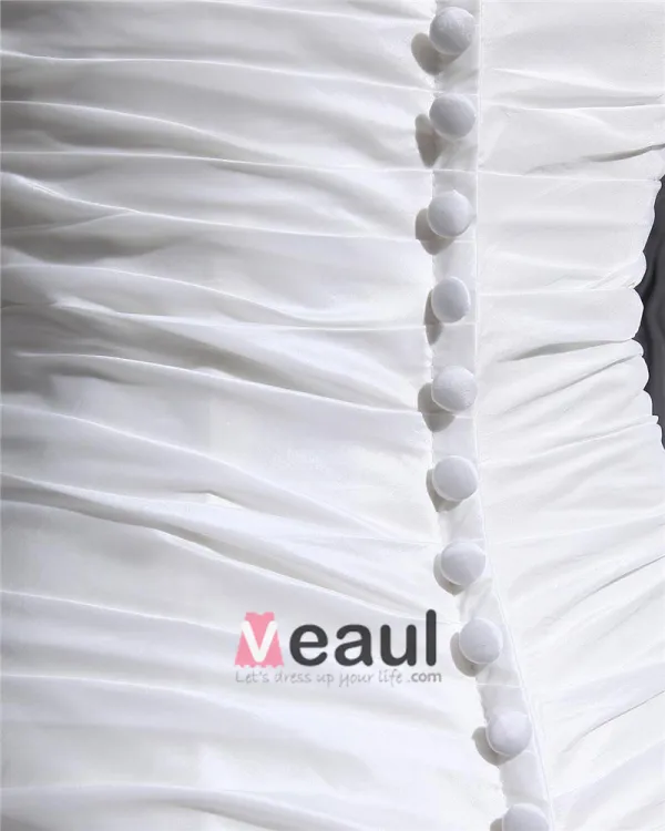 Taffeta Pleated Applique Sweetheart Cathedral Train Mermaid Wedding Dress