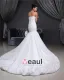 Taffeta Pleated Applique Sweetheart Cathedral Train Mermaid Wedding Dress