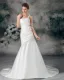 Taffeta Flower Ruffle Feather One Shoulder Court Train Sheath Wedding Dress