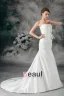Taffeta Flower Ruffle Feather One Shoulder Court Train Sheath Wedding Dress