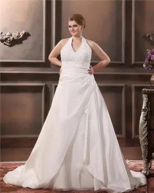 Satin Tribunal Licol Applique Ainsi La Taille De Mariée Robes De Mariage De Robe