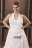 Satin Applique Halter Court Plus Size Bridal Gown Wedding Dresses