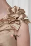 Elegant Ruffle Sloping Flower Decoration Floor Length Charmeuse Bridesmaid Dress