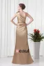 Elegant Ruffle Sloping Flower Decoration Floor Length Charmeuse Bridesmaid Dress