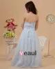 Tulle Halter Beading Floor Length Junior Bridesmaid Dresses